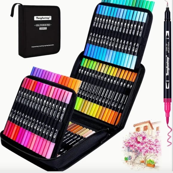 Other - M504 100 Color Dual Tip Brush Marker Set with Black Case